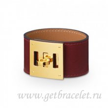 Hermes Kelly Dog Bracelet Coffee With Gold